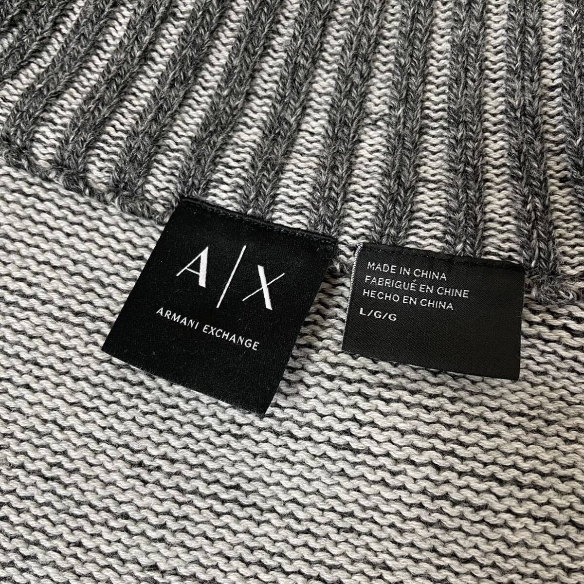 未使用級/Lサイズ★ アルマーニ エクスチェンジ ARMANI EXCHANGE ワッフルニット ジャケット ブルゾン コットン ウール メランジ グレー_画像9