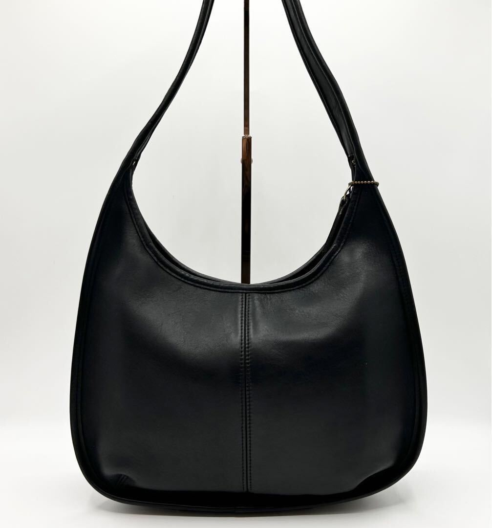 X360[ rare | beautiful goods ]OLD COACH| Old Coach L go one shoulder bag handbag glove tan leather original leather black black 9033