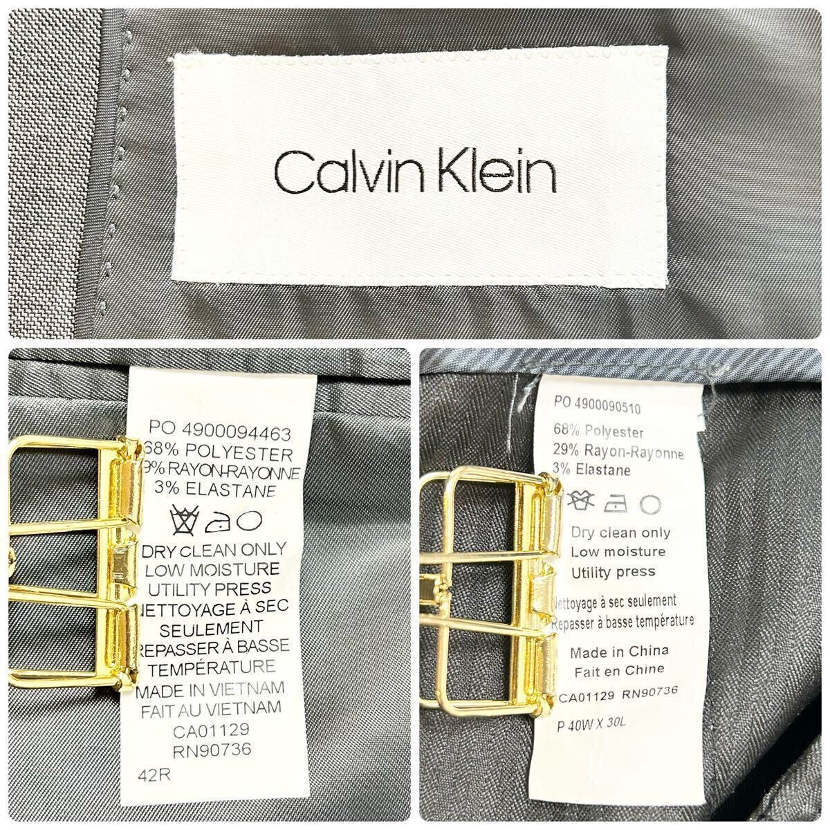 X292【未使用級】Calvin Klein／カルバンクライン　スーツ　セットアップ　総裏　２Ｂ　サイドベンツ　４２Ｒ／ＸＬ相当　グレー_画像10