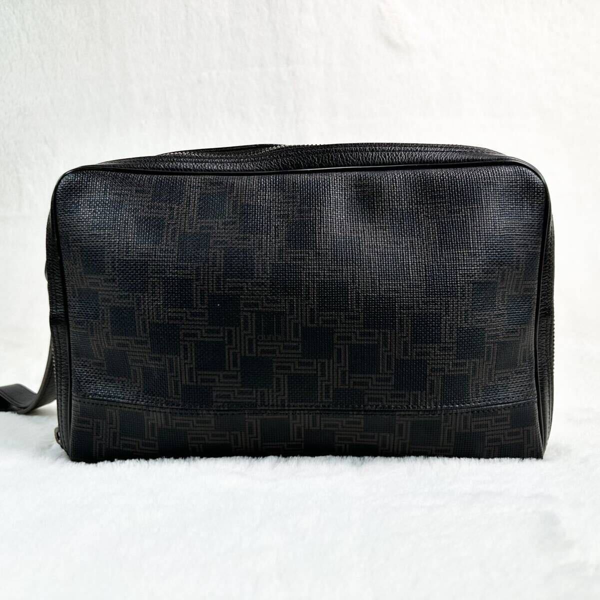 X317[ beautiful goods ]dunhill| Dunhill ti-eito Comfi electron .ru clutch bag second bag business total pattern men's Brown 