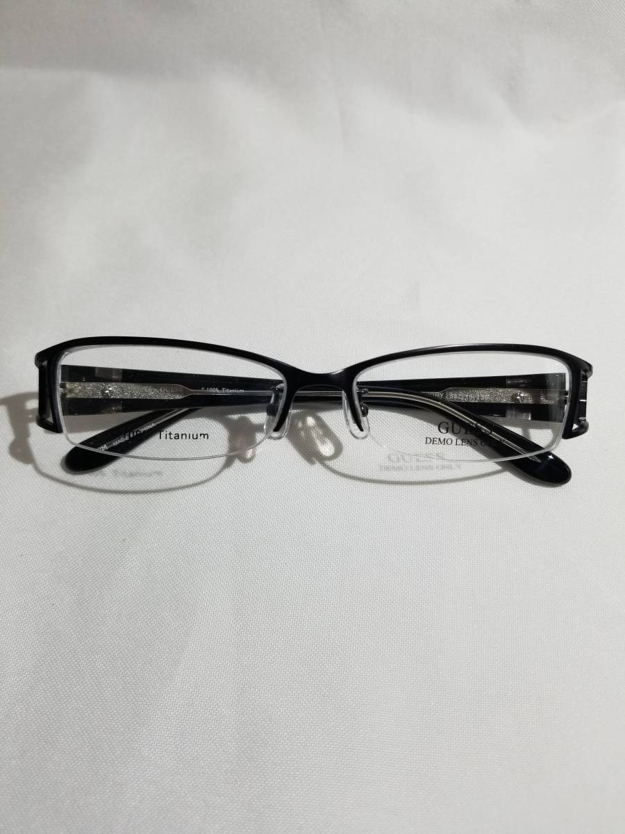 未使用 眼鏡 メガネフレーム GUESS ブランド チタン 金属フレーム ナイロール ハーフリム 男性 女性 メンズ レディース 53口15-135 Y-4_画像10