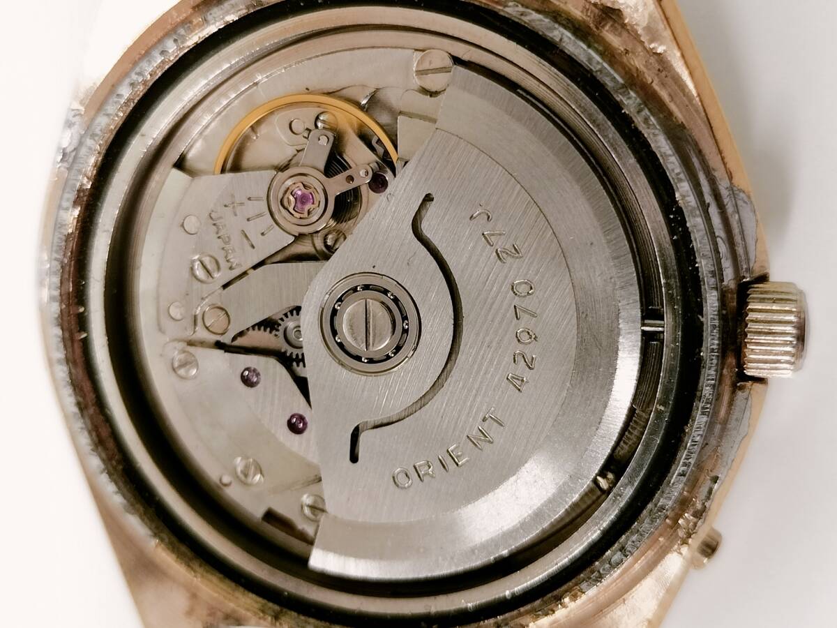 【稼働品】 ORIENT グラデーション文字盤 クロノエース 27石 SS 0429-48141 自動巻き メンズ腕時計 オリエント_画像3