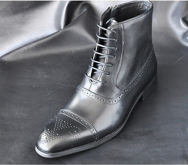 ブーツ ビジネスシューズ　カントリーブーツ メンズシューズ　シューズ 紐靴 フォーマル　PU革　革靴 紳士靴 　ブラック　26.5cm_画像4
