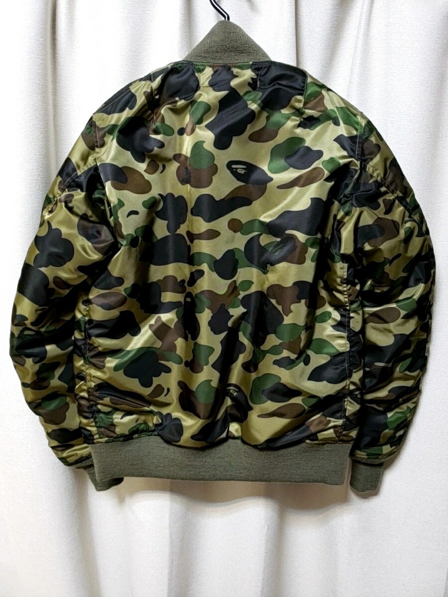 A BATHING APE (アベイシングエイプ) MA-1 レザーパッチ ミリタリー フライトジャケット 迷彩 1870-141-041メンズM_画像2