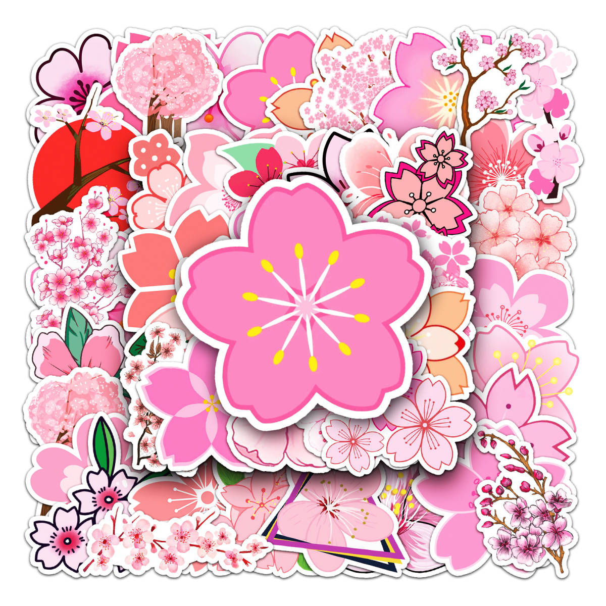 桜　さくら　サクラ　花見　植物　春の花　シール　ステッカー50枚YY_画像2