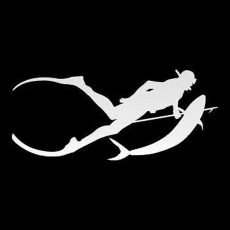 スピアフィッシング　ハープーン・ガン　銛銃　ダイビング　潜水　ダイバー　潜水士　潜水クラブ　車　ボディ　ステッカー1枚（銀白色）_画像1