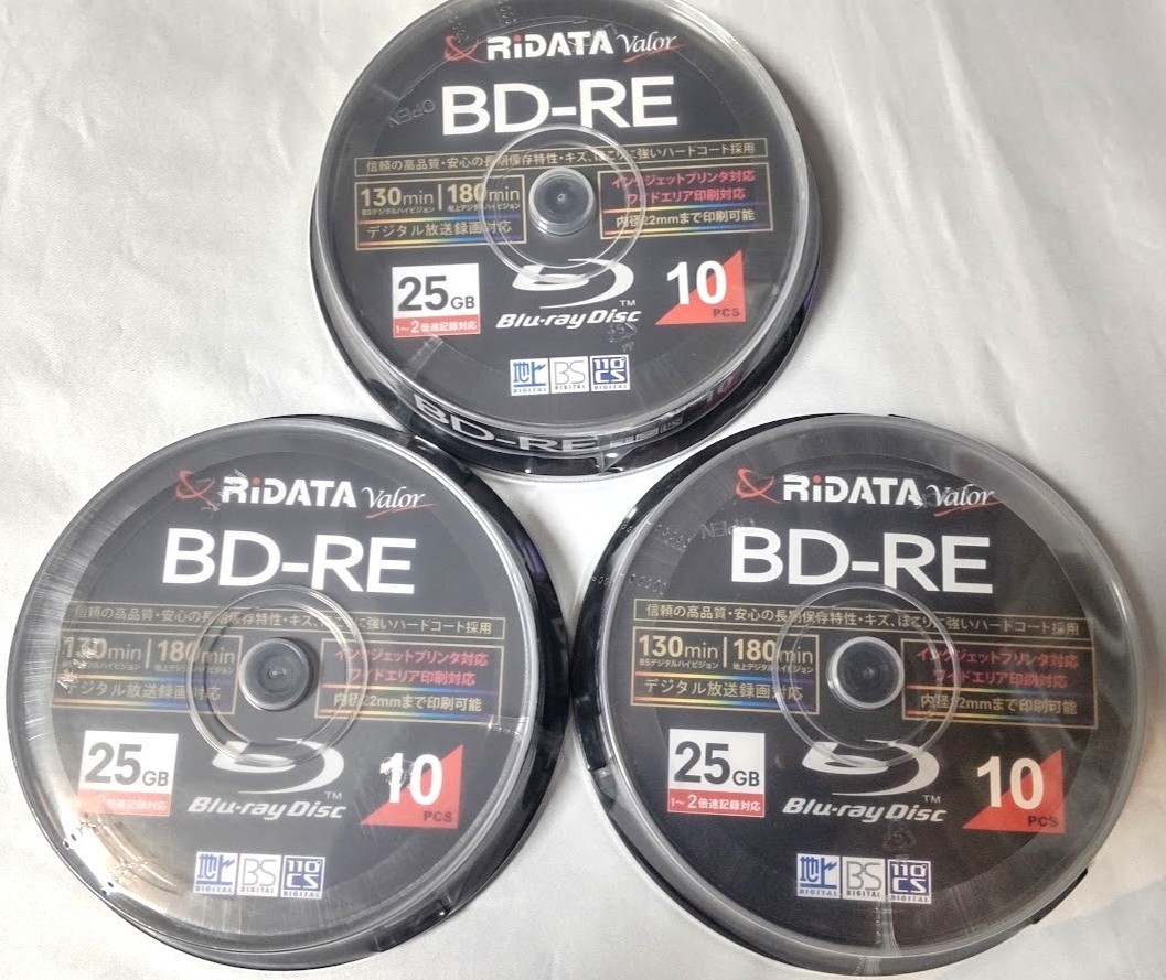 送料無料 RiDATA BD-REブルーレイディスク計30枚セット(10枚入りx3個