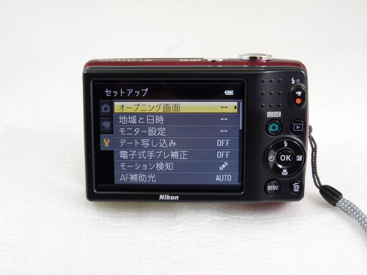 【美品】単三電池2本使用 コンパクトデジカメ Nikon COOLPIX L26 レッド _画像5