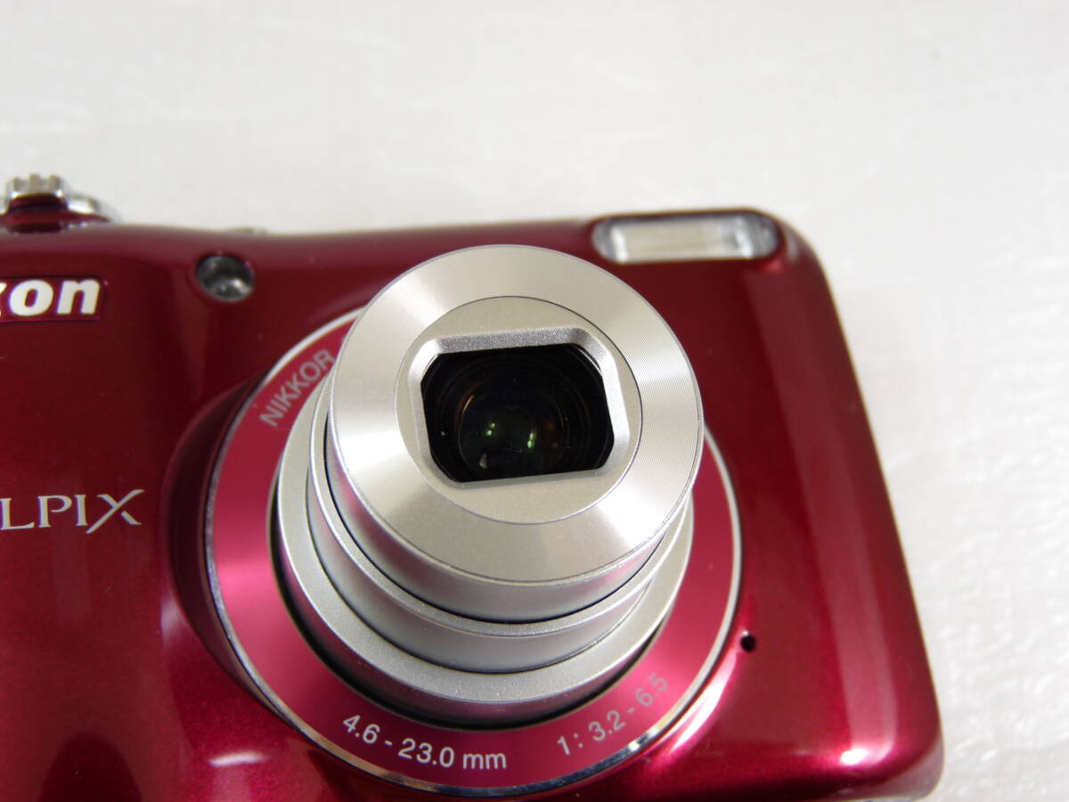 【美品】単三電池2本使用 コンパクトデジカメ Nikon COOLPIX L26 レッド _画像10