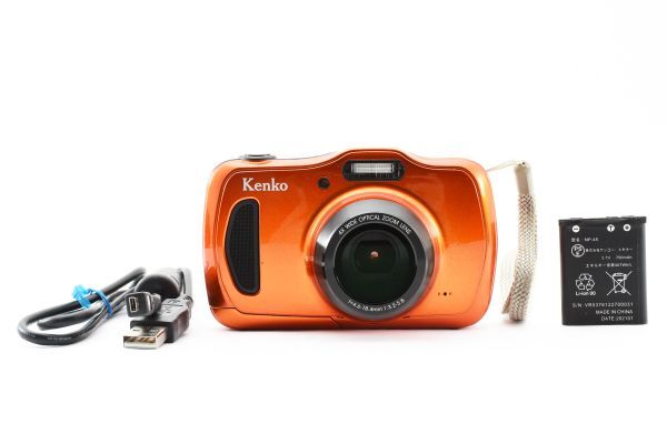 美品 Kenko DSC200WP Orange Compact Digital Camera オレンジ 橙 コンパクトデジタルカメラ / ケンコー 防水 防塵 耐衝撃 アウトドア #105_画像1