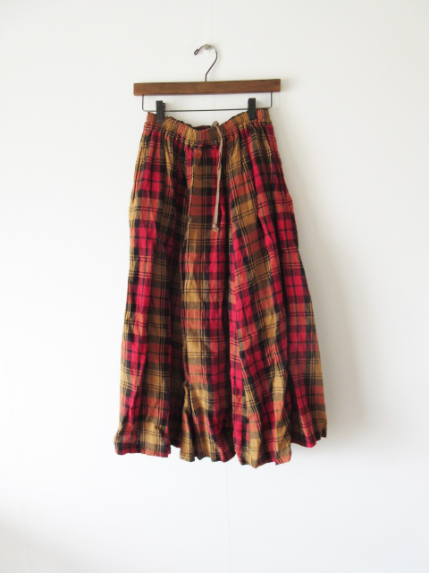  beautiful goods ICHI Antiquite*s /ichi antique s600319 Linen Classic Tartan Skirt F RED /linen tartan check skirt 