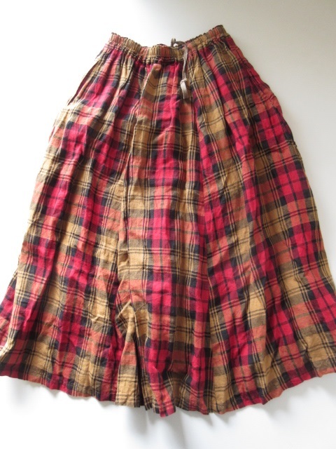  beautiful goods ICHI Antiquite*s /ichi antique s600319 Linen Classic Tartan Skirt F RED /linen tartan check skirt 