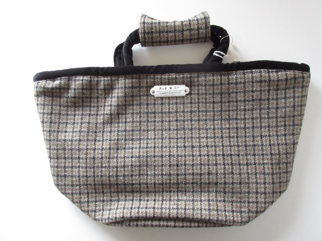 未使用 R&D.M.Co- / オールドマンズテーラー 5148 WOOL TWEED MARCHE BAG F GUN CLUB * ガンクラブチェックウールツイード マルシェバッグの画像2