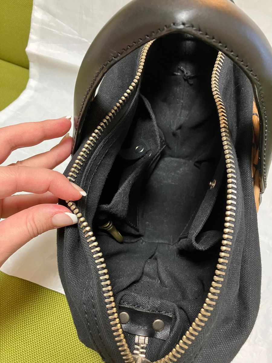 エバゴス ebagos かごバッグ 紅籐 ブラック レザー ファスナー エバゴス ebagos かごバッグ 紅籐 ブラック レザー ファスナー