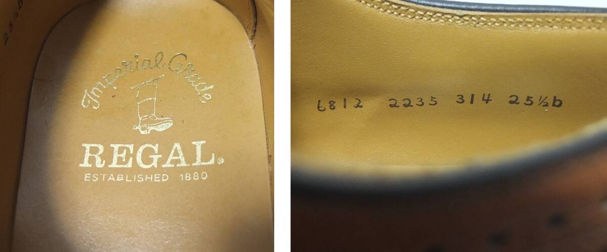 REGAL リーガル 2235 ウィングチップ レザーシューズ 茶 ２５1/2 EE ビジネスシューズ 革靴 インペリアルグレードの画像9