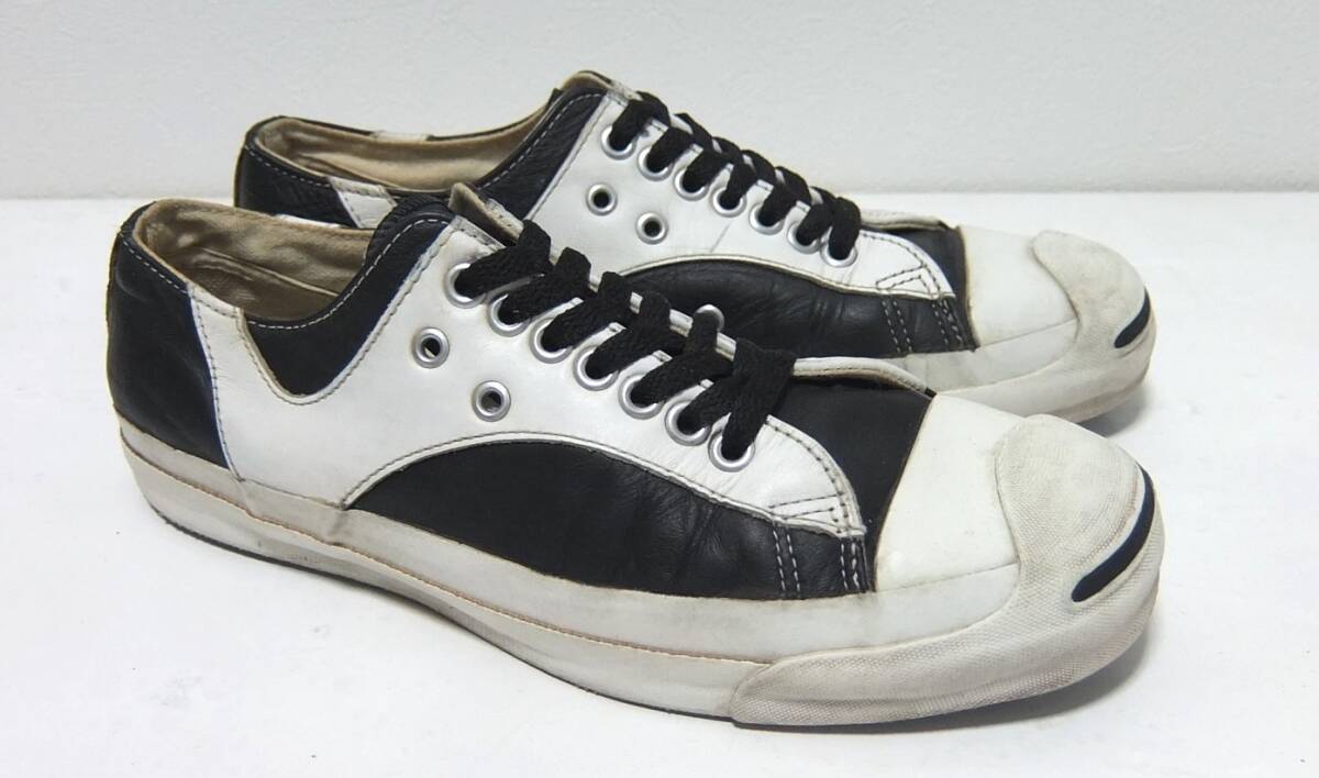 90s USA製 コンバース ジャックパーセル ラリー 黒白 レザー ７1/2 25.5cm CONVERSE JACK PURCELL アメリカ製_画像1