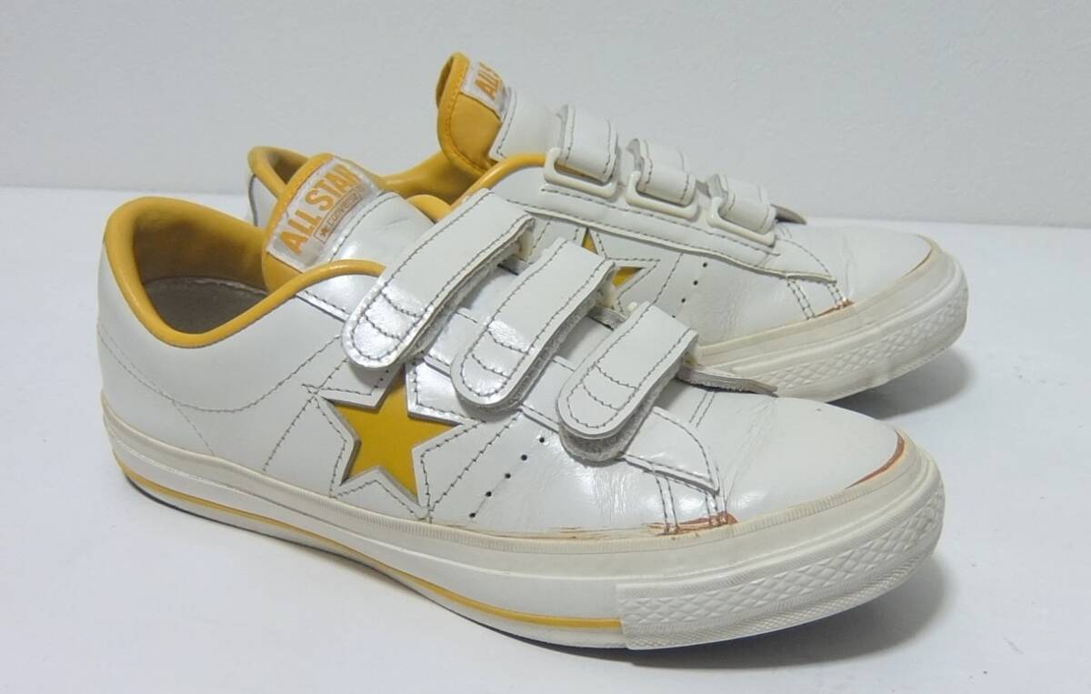 日本製 コンバース ワンスター レザー ベルクロ 白×黄 ７1/2 26cm イエロー CONVERSE ONESTAR V3_画像1