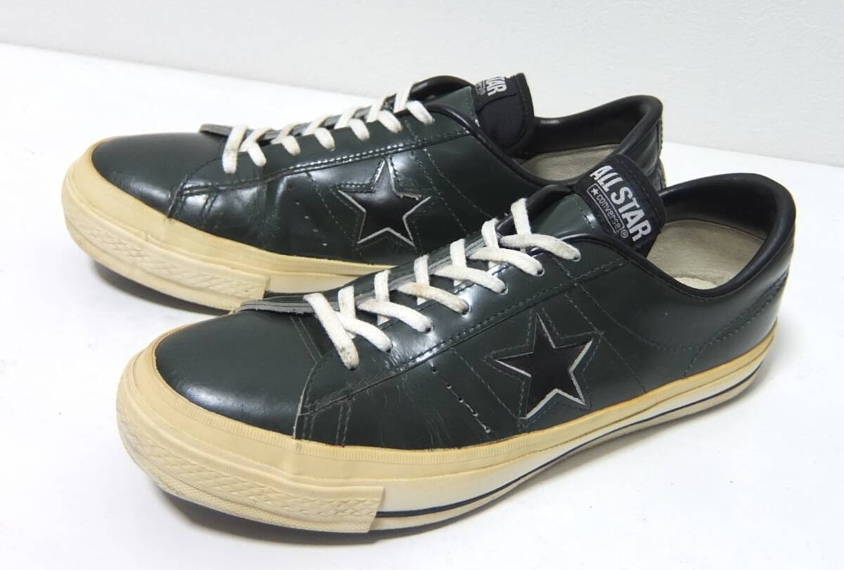 日本製 コンバース ワンスター レザー 緑×黒 ７1/2 26cm CONVERSE ONE STAR_画像2