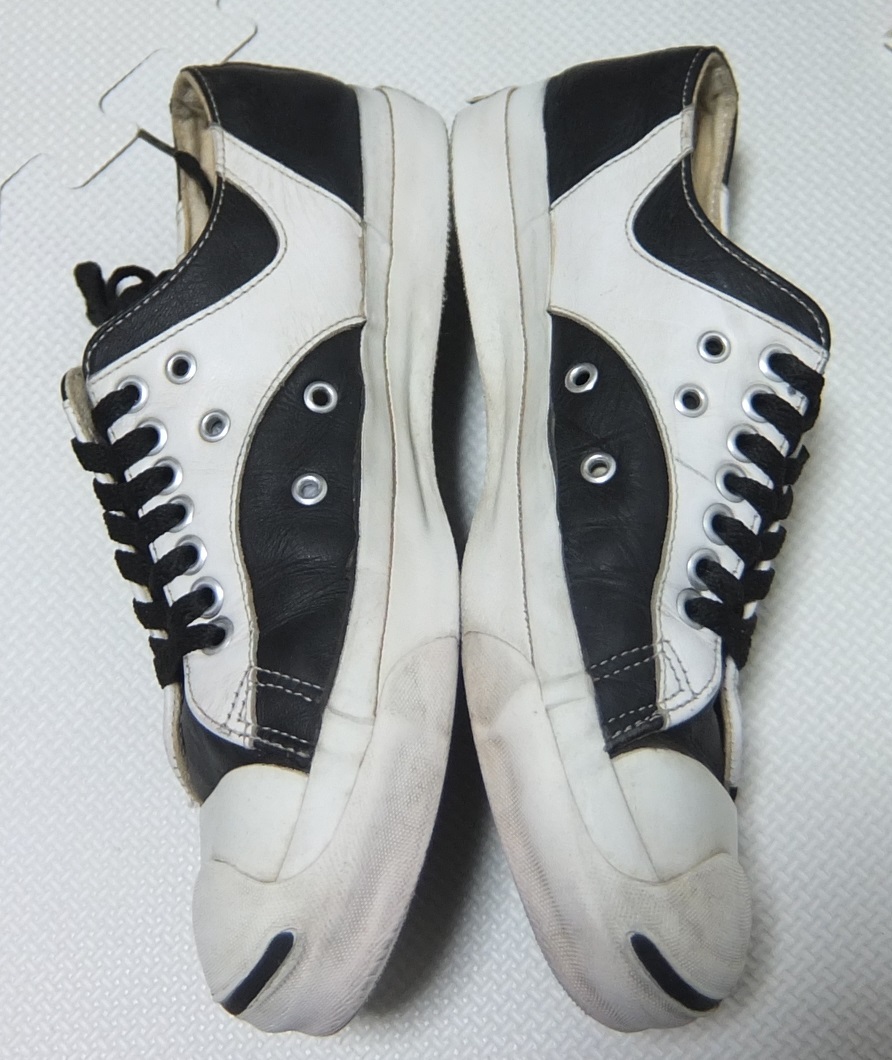 90s USA製 コンバース ジャックパーセル ラリー 黒白 レザー ７1/2 25.5cm CONVERSE JACK PURCELL アメリカ製_画像6