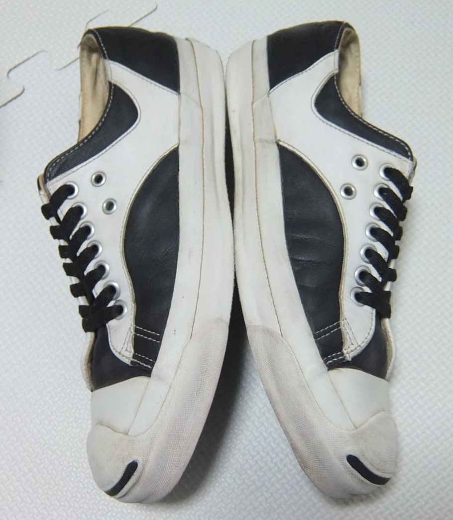 90s USA製 コンバース ジャックパーセル ラリー 黒白 レザー ７1/2 25.5cm CONVERSE JACK PURCELL アメリカ製_画像7