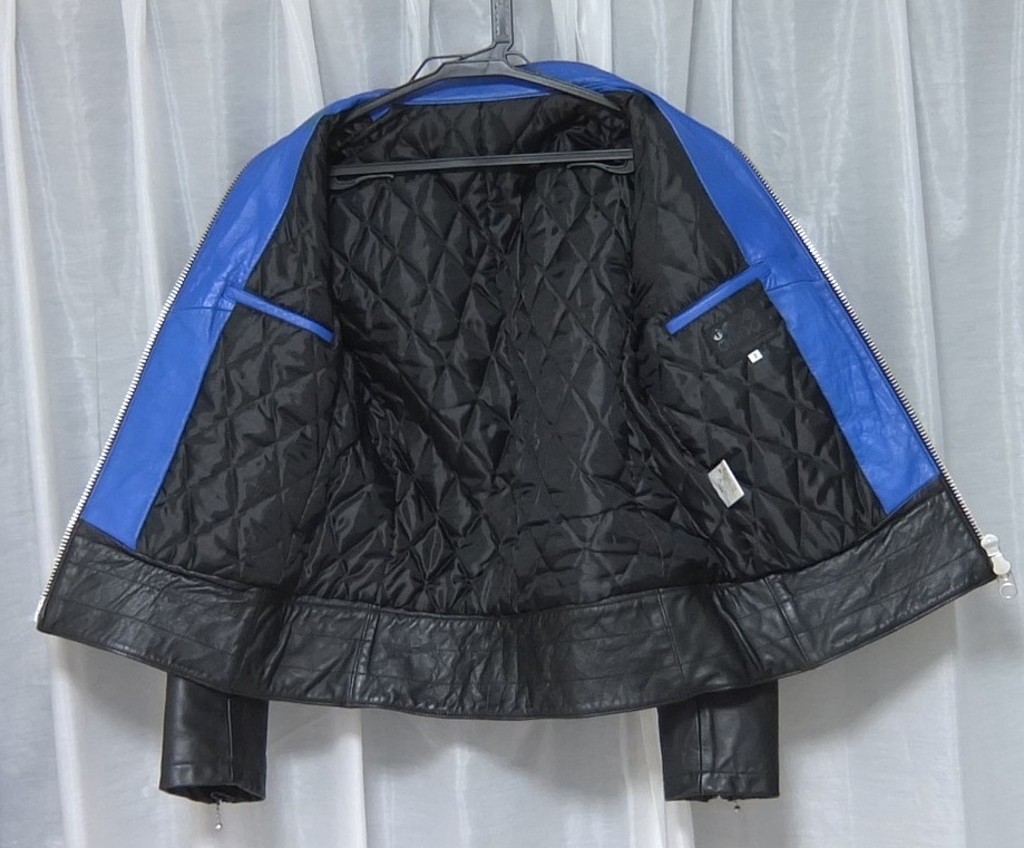  Takeo Kikuchi horse leather putty do leather rider's jacket black blue 2 Horse Hyde 