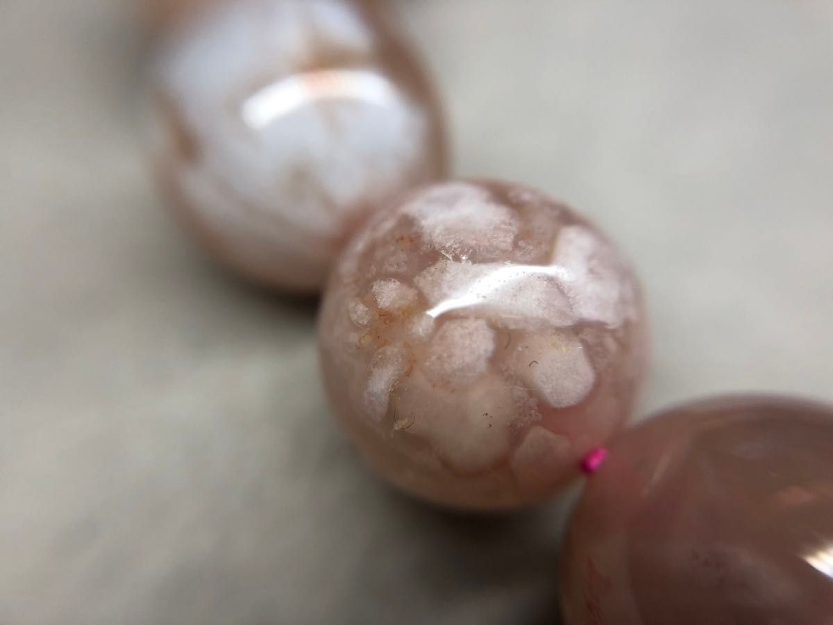 【限定価格】桜瑪瑙　ブレスレット　天然石　パワーストーン12.5mm  丸玉　大玉　チェリーブロッサムアゲートS001 24016