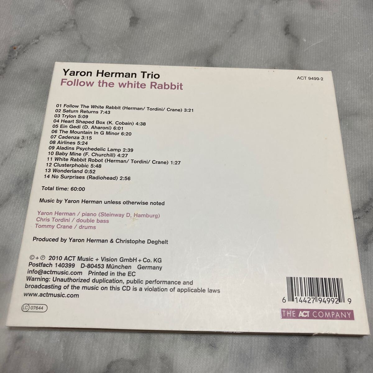 CD 中古品 ヤロンヘルマン YARON HERMAN FOLLOW THE WHITE RABBIT g24の画像4