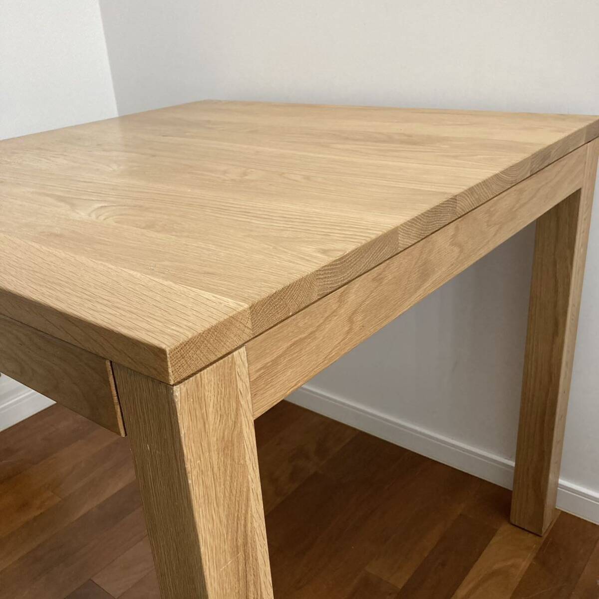 【送料無料】MUJI 無印良品 無垢材テーブル(引出付)・オーク材・幅80㎝ 正方形 ダイニングテーブルの画像6