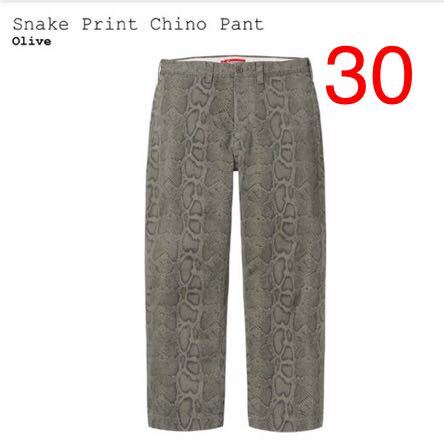 新品】 30 24SS Supreme Snake Print Chino Pant Olive 新品】 30 24SS Supreme Snake Print Chino Pant Olive