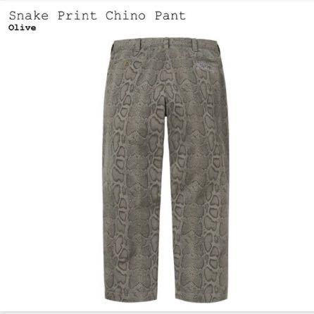 新品】 30 24SS Supreme Snake Print Chino Pant Olive 新品】 30 24SS Supreme Snake Print Chino Pant Olive