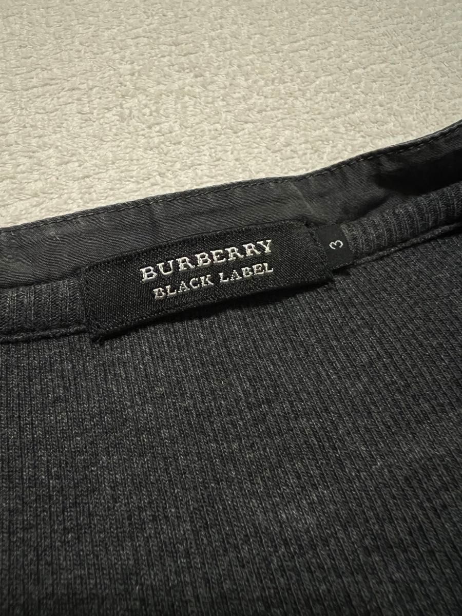 ☆BURBERRY BLACK LABEL ノバチェック ヘンリーネック カットソー ダークグレー