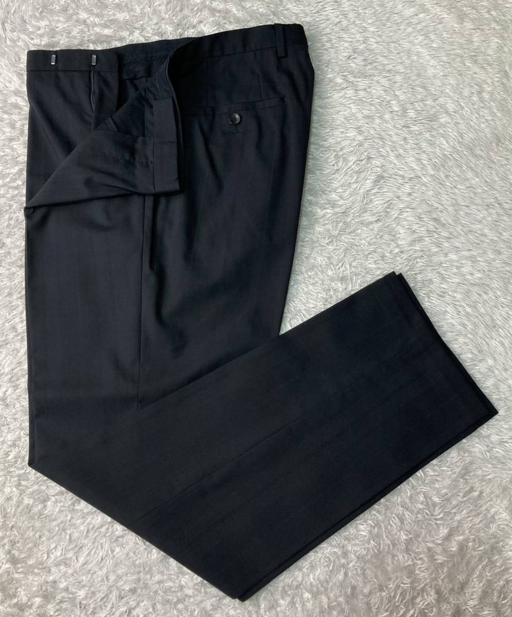 HUGO BOSS ヒューゴ ボス【伊】GUABELLO「Stretch Tailoring」ストレッチ ウール シャドーチェック スーツ XL位 52 ブラック セットアップ_画像8