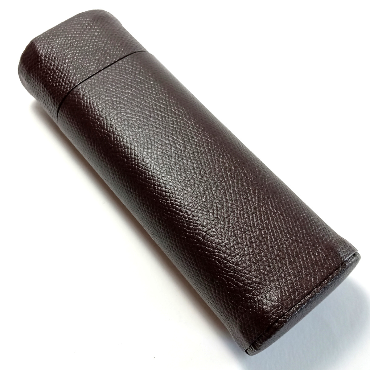 [nbcc1] cigar case . pen case dark brown tea color leaf volume 2 ps for writing brush box tube shape synthetic leather ballpen / mechanical pencil / fountain pen 