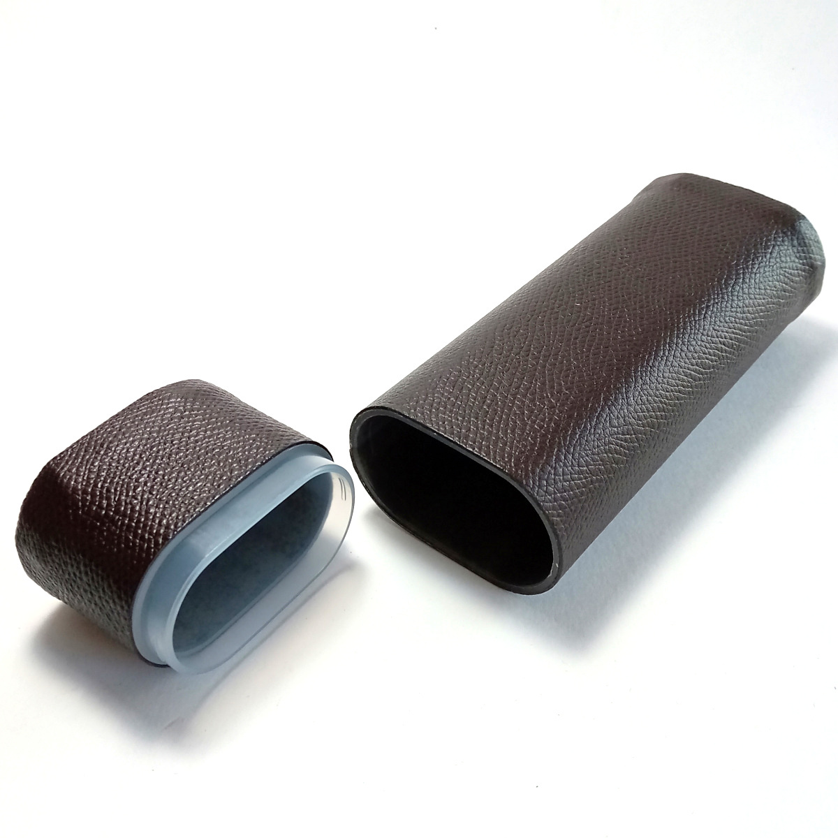 [nbcc1] cigar case . pen case dark brown tea color leaf volume 2 ps for writing brush box tube shape synthetic leather ballpen / mechanical pencil / fountain pen 