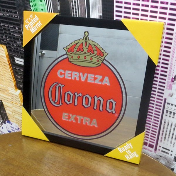 【Corona Extra・コロナビール】※《パブミラー／ヴィンテージロゴ》 332×332×23mm　アメリカン雑貨　ウォールミラー_画像7