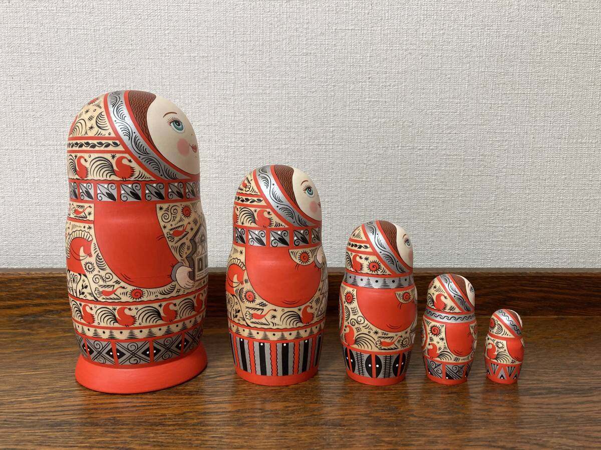  Russia miscellaneous goods *meze-ni coating matoryo- deer (5P)18cm ornament pattern oliga new work 