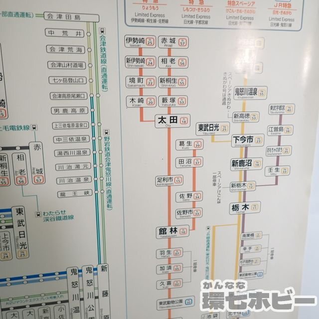 0QP95◆実物 車内用 当時物 東武鉄道 東武線 停車駅ご案内 路線図 厚紙/ポスター 看板 案内板 鉄道グッズ 鬼怒川線 りょうもう 送:‐/80_画像9