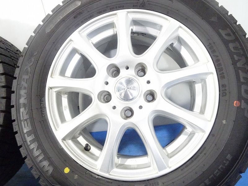 ★DUFACT★195/65R15 15x6J +45 5穴 114.3 中古タイヤホイールセット 4本 スタッドレス【福島発 送料無料】FUK-D13687★冬_画像4