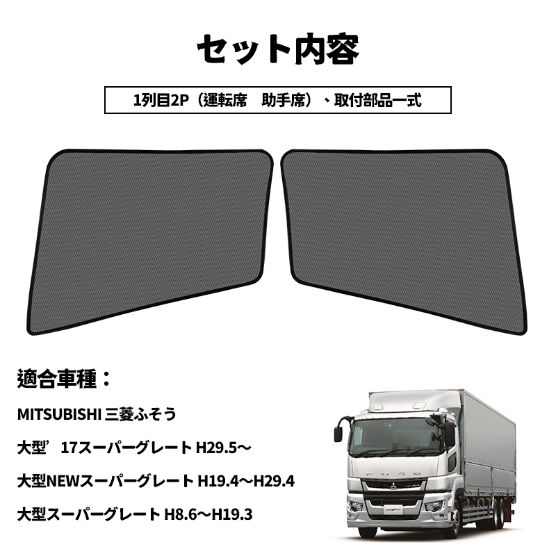 トラック 三菱 ふそうスーパーグレート メッシュカーテン 網戸 遮光 ネット 虫よけ 車中泊 断熱 日よけ 日除け サンシェード カーテン Y475_画像5