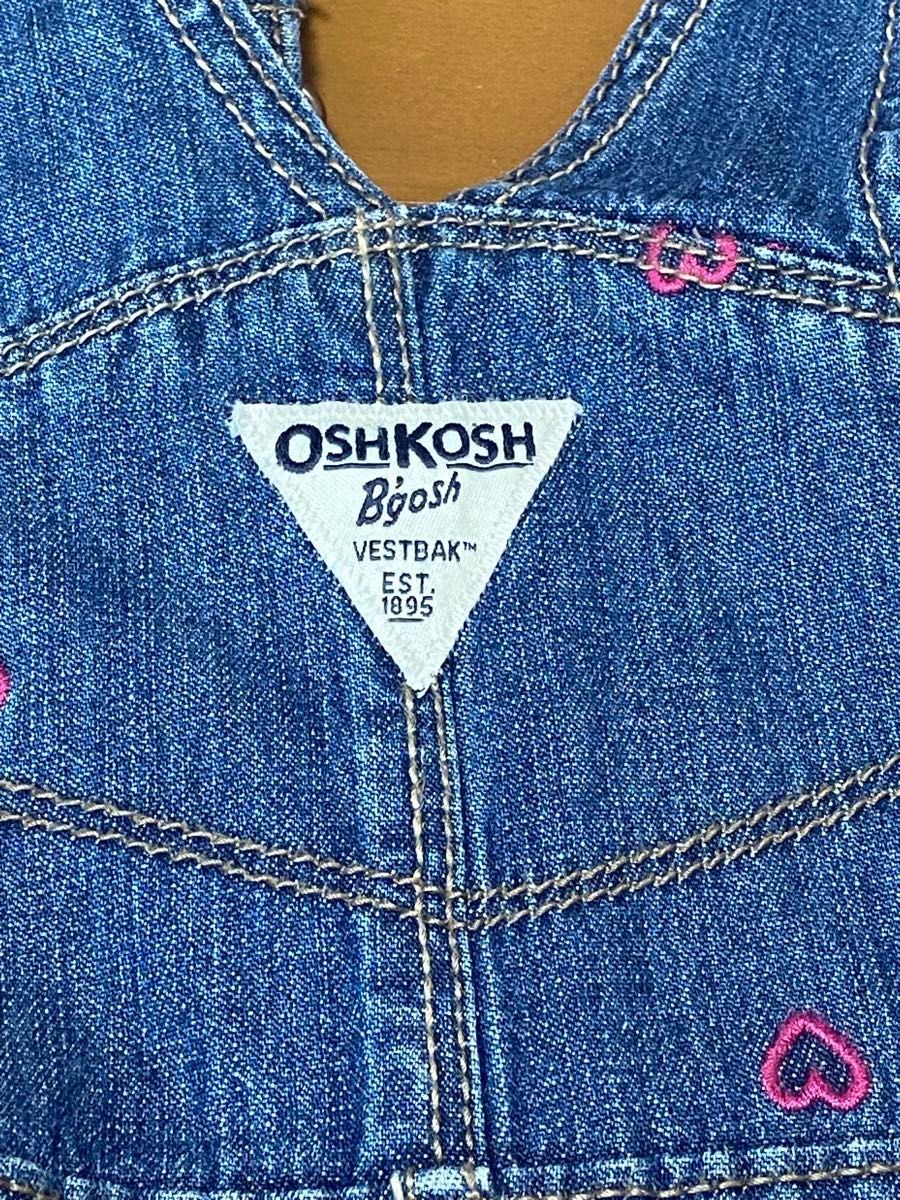OSHKOSHハート刺繍デニムオーバーオール 