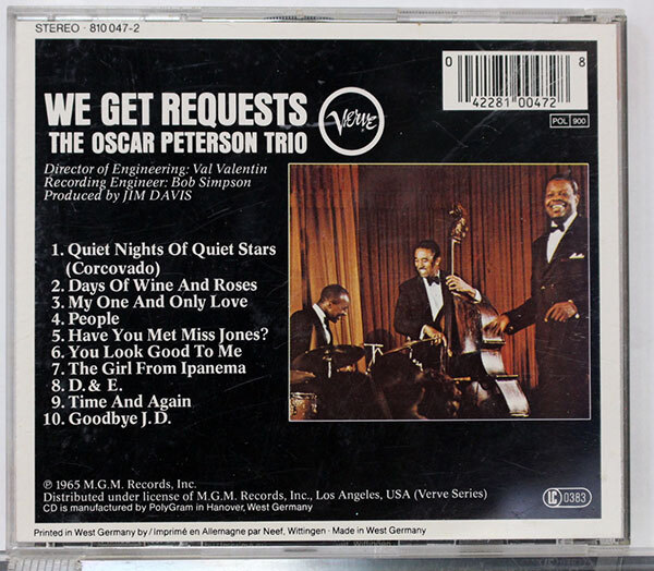 【ジャズCD】オスカー・ピーターソン・トリオ★WE GET REQUESTS★ジャズ・ピアノ・トリオの歴史的名盤★CD4枚迄同梱発送185円_画像2