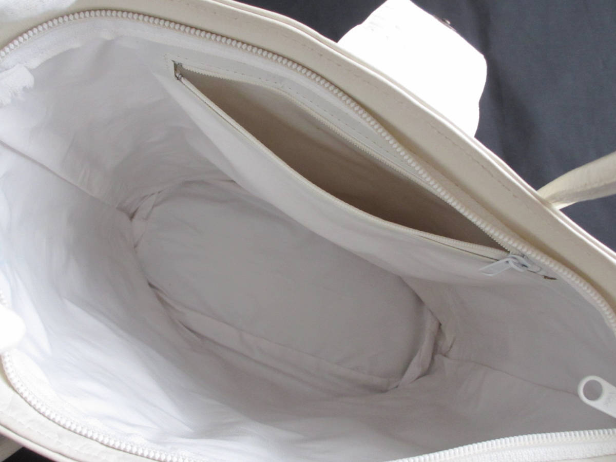  leather handbag shoulder eggshell white 45cm ( long-term storage )