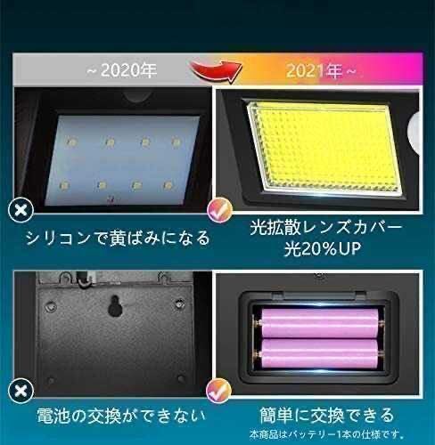 ソーラーライト LED センサーライト 人感センサー 屋外 太陽光発電 人感センサーライト 高輝度 分離型の画像3