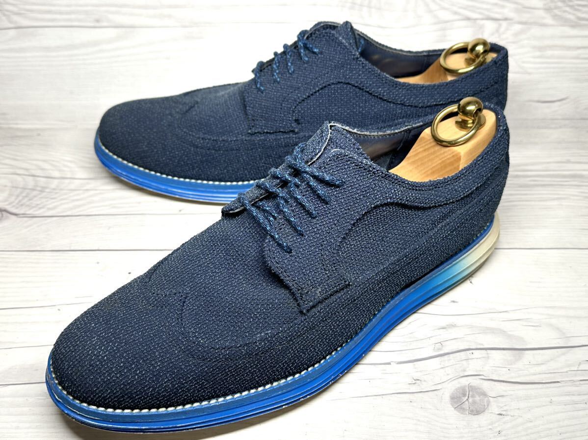 【即決】★美品★ COLE HAAN メンズ 8.5M 26.5cm程度 コールハーン ウィングチップ ネイビー 青 くつ スニーカー 軽量 靴_画像1