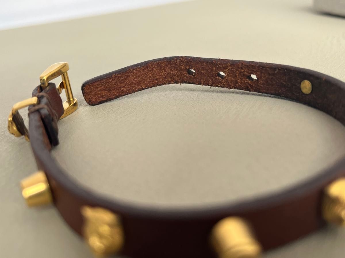 超美品 GUCCI グッチ キャット 本革レザー バングル 超美品 GUCCI グッチ キャット 本革レザー バングル