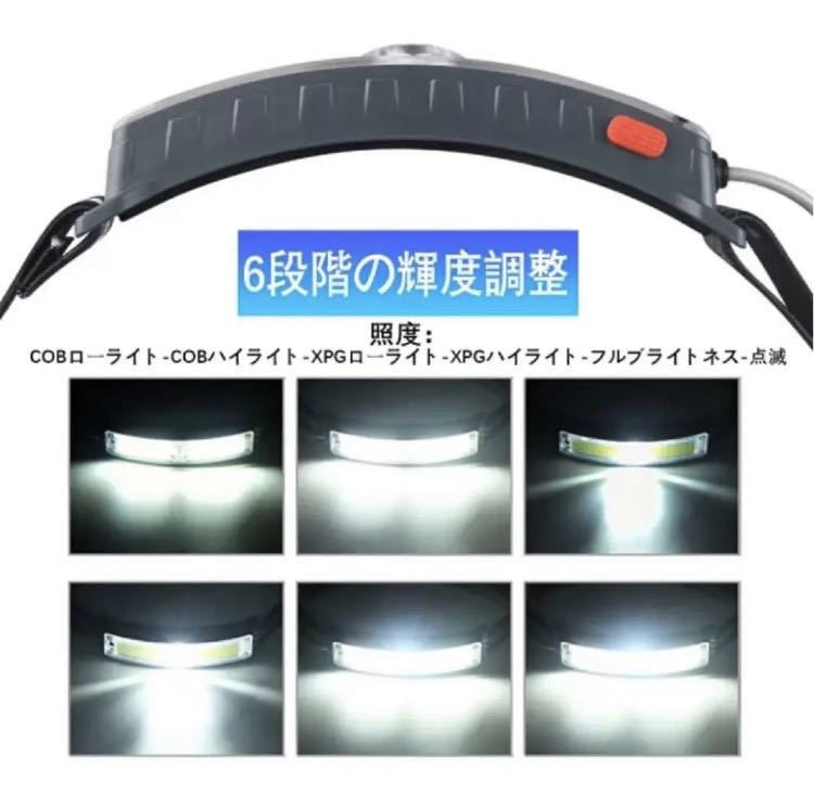 ヘッドライト LED usb-c充電式 アウトドア用【XPG+COB 高輝度】IP44防水 釣り 登山 工事作業 防災 停電対策 センサーモード・防水の画像9