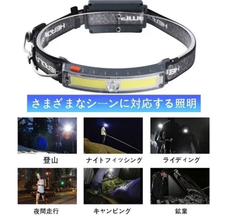 ヘッドライト LED usb-c充電式 アウトドア用【XPG+COB 高輝度】IP44防水 釣り 登山 工事作業 防災 停電対策 センサーモード・防水