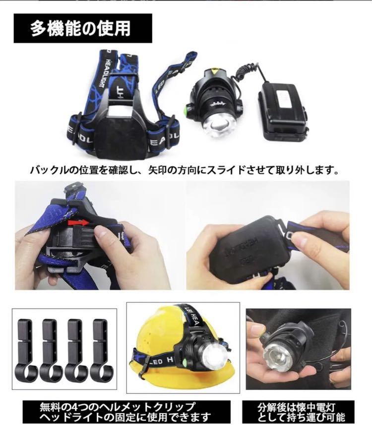 LEDヘッドライト 充電式 人感センサー 防災登山 IPX6防水 FA/1