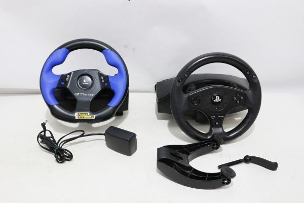 C965H 047 Logicool GT FORCE E-UD4 ハンドルコントローラー + THRUSTMASTER T80 レーシングホイール 本体のみ まとめて 中古品の画像1