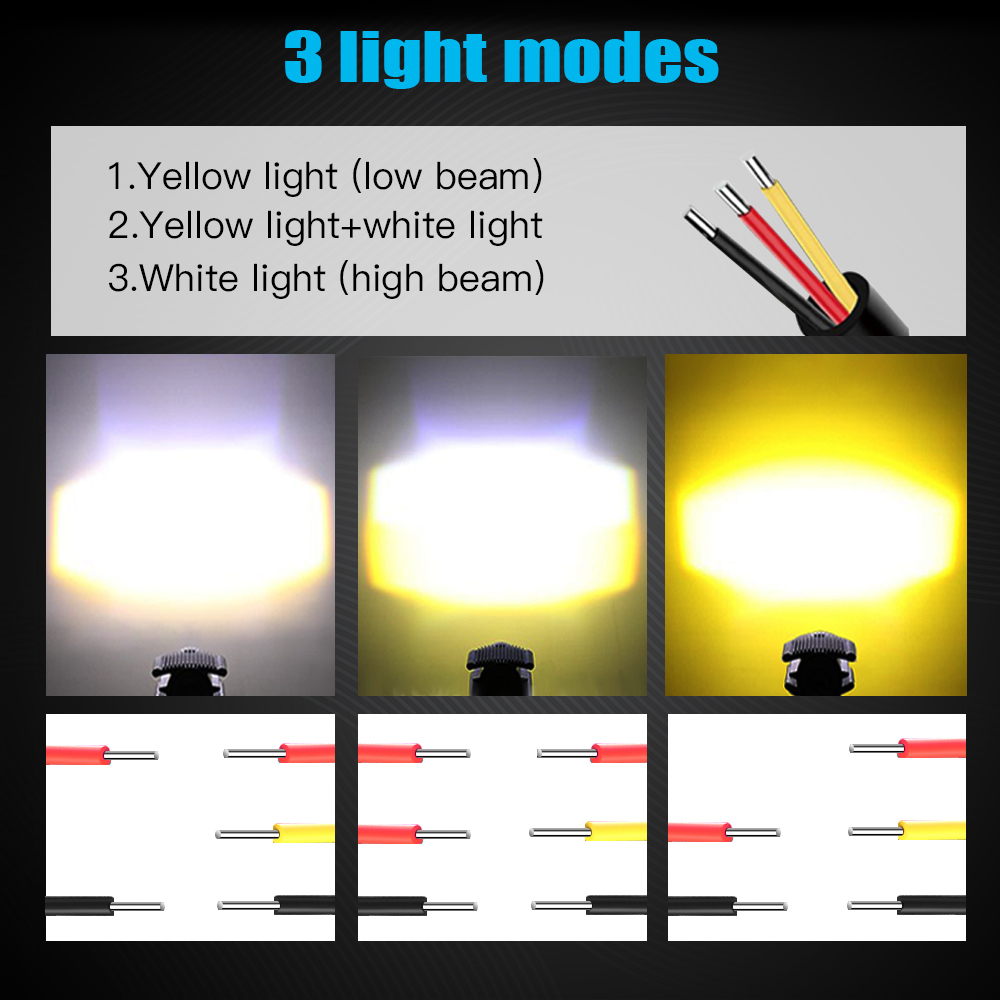 バイクフォグランプ LED作業灯 ワークライト 12V/24V 高輝度耐衝撃 オートバイ/機械/自動車/トラック用品 汎用車外灯 イエローホワイト 1個の画像7